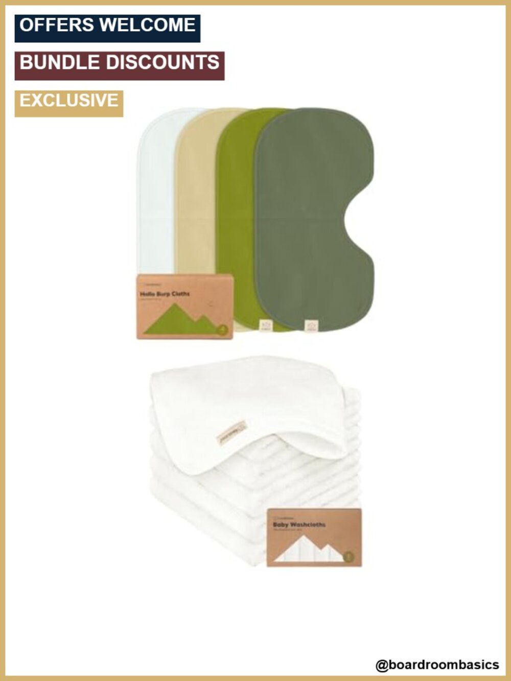 KeaBabies 4-Pack Burp Cloths & 6-Pack Baby Washcloths Cotton Set